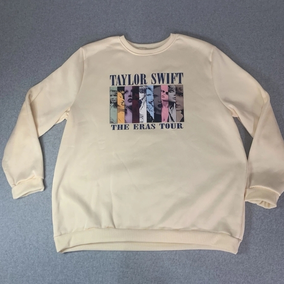 Taylor Swift Sweatshirt The Eras Tour Crew Neck Size XXL Cream Tan - Picture 2 of 10